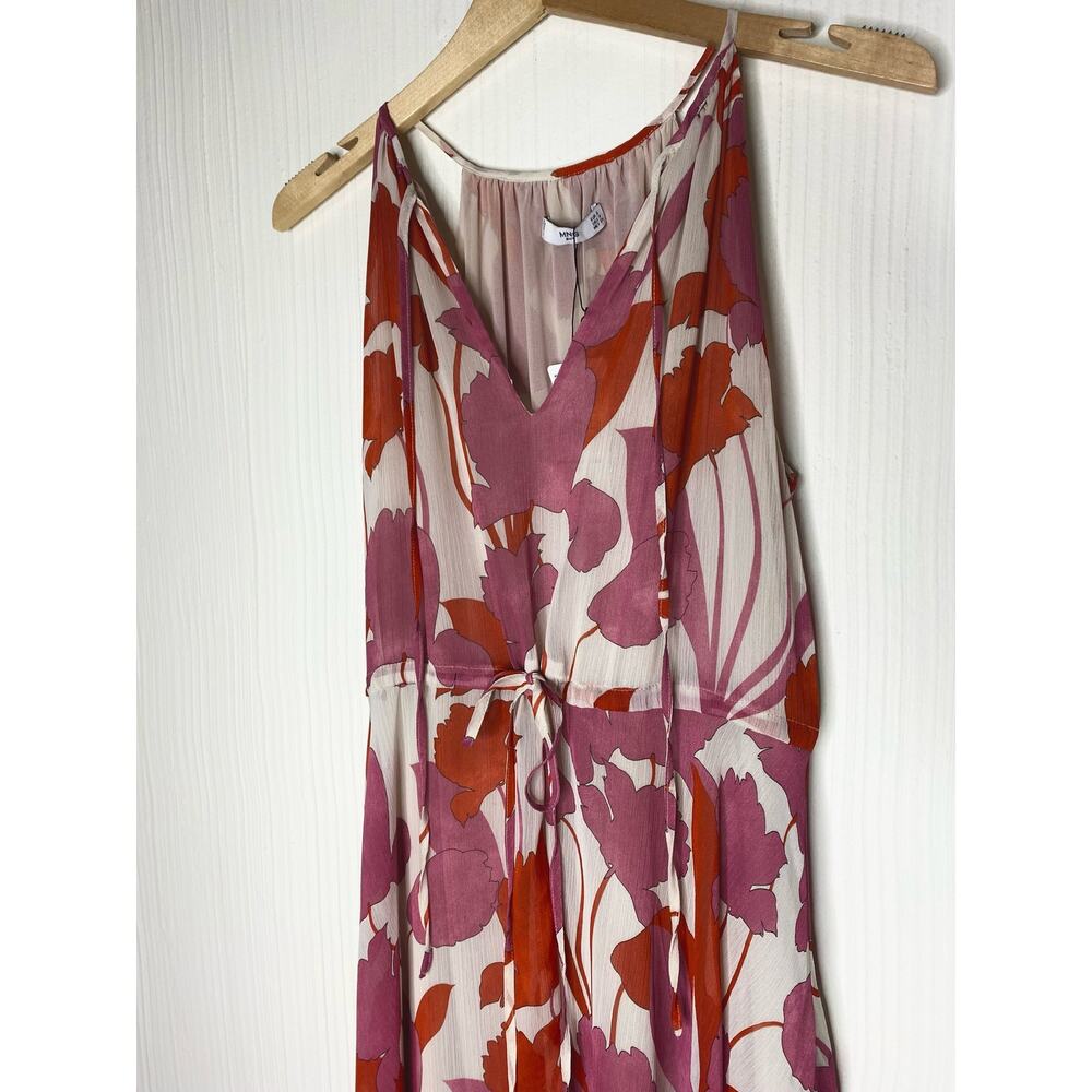 Mango Floral Pink Sleeveless Halter Maxi Gown Dress NWT US 4 - Picture 12 of 16